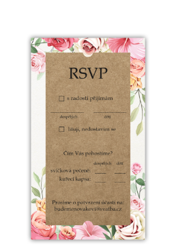 Odpovědní kartičkou (RSVP) potvrďte účast na svatbě. - Craft floral